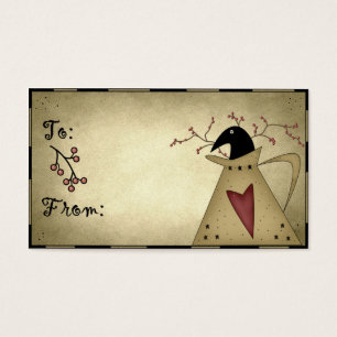 Prim Crow dans une canette d'eau - Tags cadeaux