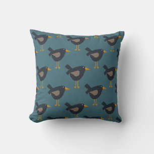Prim Crow Pillow, Whimsical Crows Folk Art Kussen