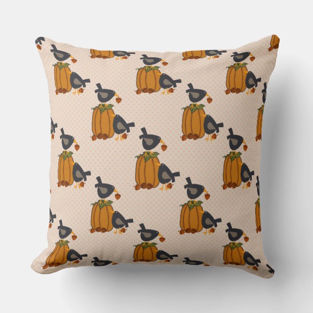 Prim Crows en Pumpkins Pillow Kussen (Voorkant)