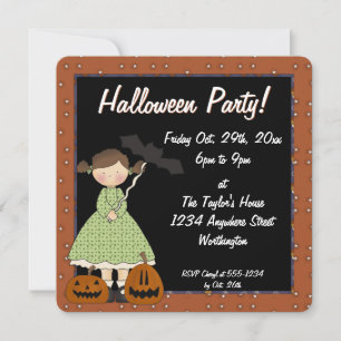 Prim Halloween Fête des enfants Invitation Fille 1