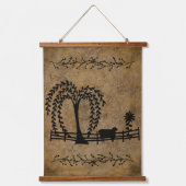 Prim Saltbox House Willow Tree Sheep Hangend Wandkleed (Voorkant 2)