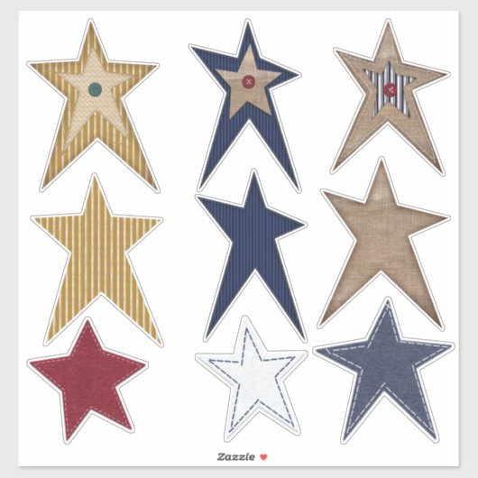 Prim Stars Felt Look Burlap Look Fun Sticker (Vel)