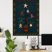 Prim Style Folk Art Kerstmis | Kunst van Cherie Poster (Thuiskantoor)