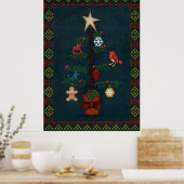 Prim Style Folk Art Kerstmis | Kunst van Cherie Poster (Keuken)