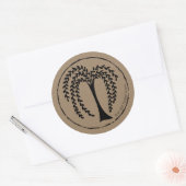 Prim Style Willow Tree Black Organic Lijst Ronde Sticker (Envelop)
