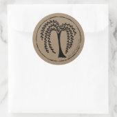 Prim Style Willow Tree Black Organic Lijst Ronde Sticker (Tas)