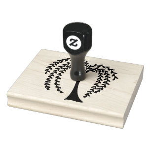 Prim Willow Tree Silhouette, 4 x 5 inch Rubber Sta Rubberstempel
