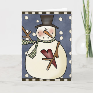 Prim Winter Snowman Wenskaart design2 Feestdagen Kaart