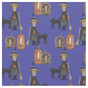 Prim Witches and Pumpkins, Cotton 56-inch fabric Stof