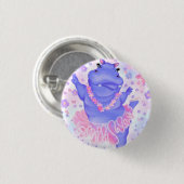 Prima Ballerina Hippo - Happy Dancer Ronde Button 3,2 Cm (Voorkant /achterkant)