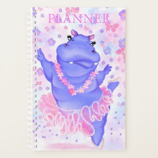 Prima Ballerina Hippo - Voeg Jouw tekst toe / Naam Planner (Voorkant)