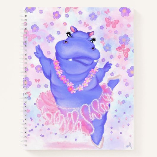 Prima Ballerina Hippo - Voeg uw Afbeelding/tekst t Notitieboek (Voorkant)