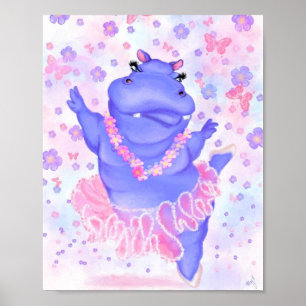 Prima Ballerina Nijlpaard Poster Schilderij - Uw t