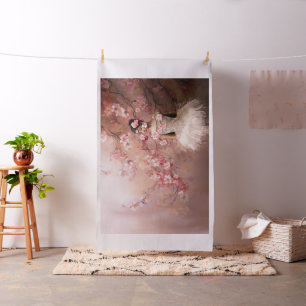Prima Ballerina Roze Bloemen Portret Kunst Stof