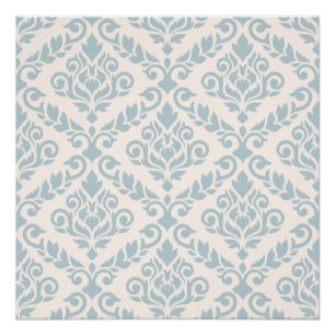 Prima Damask Big Ptn Blue op Cream Perfect Poster