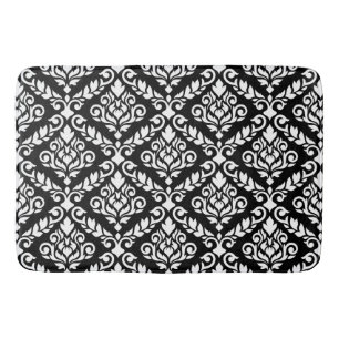 Prima Damask Big Ptn White op Black Badmat