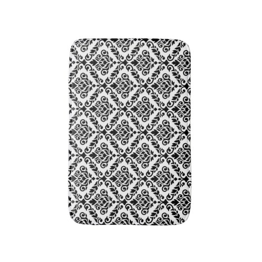 Prima Damask Pattern Black op White Badmat (Voorkant Verticaal)