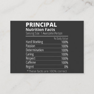 Primair Nutrition Facts Funny Visitekaartje