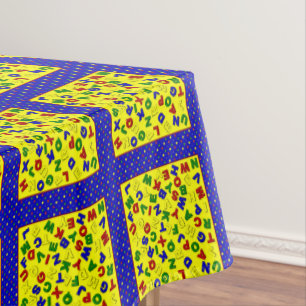 PRIMAIRE ALPHABET BLOKKEN, Blue-52x70 TABLECLOTH Tafelkleed