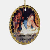 Primaire bestelling Jubileum Nativiteit op maat Keramisch Ornament (Rechts)