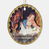 Primaire bestelling Jubileum Nativiteit op maat Keramisch Ornament (Links)