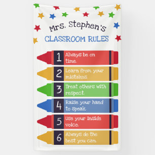 Primaire Crayons Sterren 6 Klaslokaal Regels Spandoek