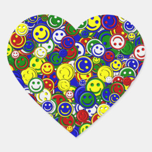 Primaire Happy Face Allover-kralen Hart Sticker