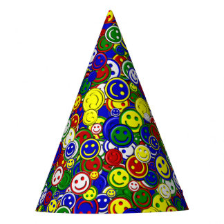 Primaire Happy Face-kralen, PETTEN van blauw-parti Feesthoedjes