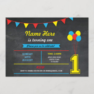 Primaire kleur Birthday Girls Boys 1ste uitnodigin Kaart