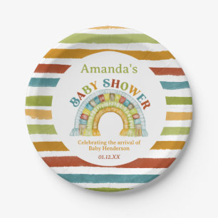 Primaire Kleur Boho Regenboog Baby Shower Papieren Bordje