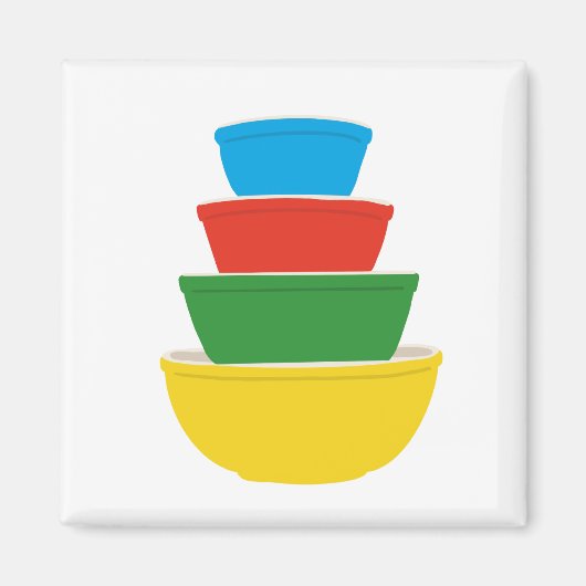 Primaire kleur Pyrex Mixing Bowls Magnet | Regenbo Magneet (Voorkant)
