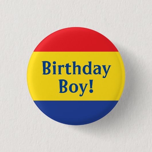 Primaire kleuren Birthday Boy Kinder Ronde Button 3,2 Cm (Voorkant)