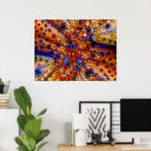 Primaire kleuren Cool Abstract Fine Fractal Poster (Thuiskantoor)