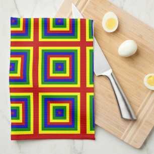 Primaire kleuren gelaagde vierkantjes theedoek