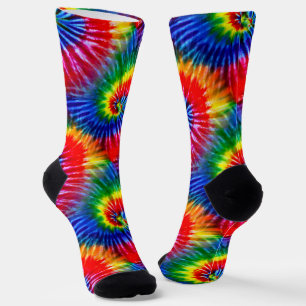 Primaire Kleuren Leuke Retro Tie Dye Spiralen Sokken