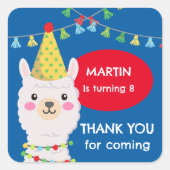 PRIMAIRE KLEUREN SCHATTIGEE LLAMA SQUARE STICKER (Voorkant)