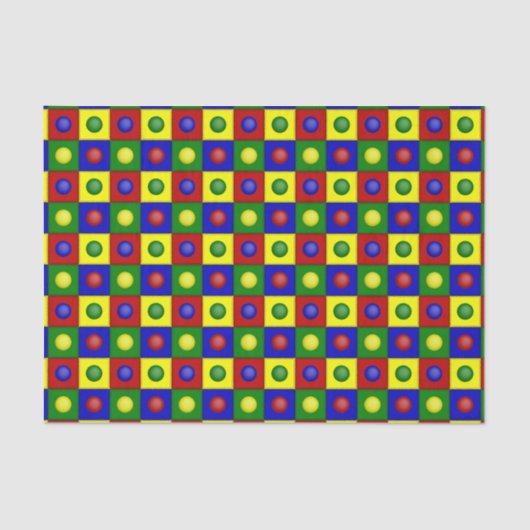 Primaire kleuren-SQUARES-STIPPEN-WEEKPAPIER Tissuepapier (Voorkant)