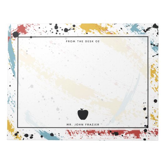 Primaire penseelstreken Abstracte kunstleraar Appl Notitieblok (Voorkant)