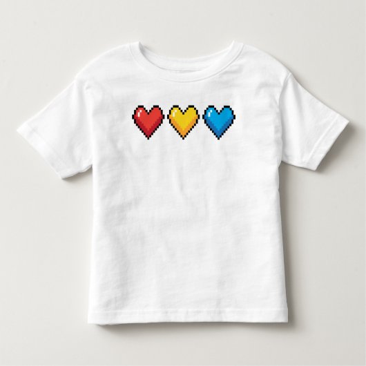Primaire Pixel Hearts Kinder nieuwigheid T-shirt (Voorkant)