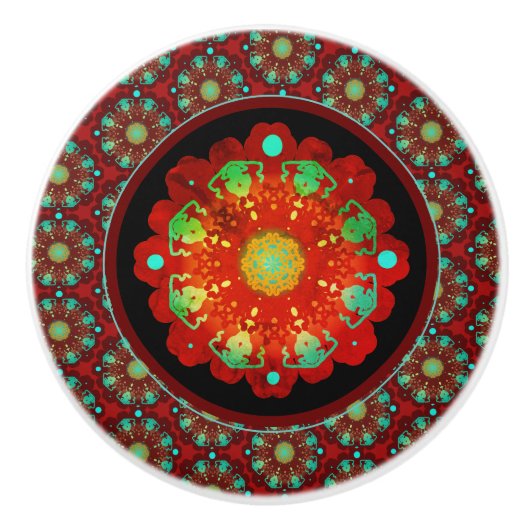 Primal Rhythms Mandala Pattern Keramische Knop (Voorkant)