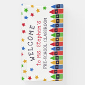 Primary Crayons Sterren Welkom Leraar's Classroom Spandoek (Verticaal)