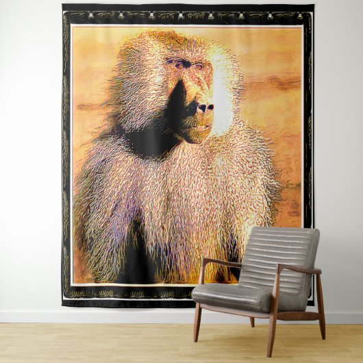 Primate Models: Hamadryas baboon 01 Wandkleed (In situ)