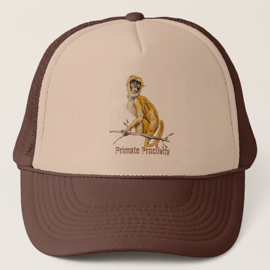 Primate Proclivity Monkey Trucker's Hat Trucker Pet (Voorkant)