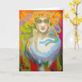 "Primavera, bébé !" Carte de voeux vierge (Fleur jaune)