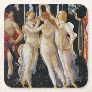 Primavera (detail), Sandro Botticelli, 1482 Vierkante Kartonnen Onderzetter