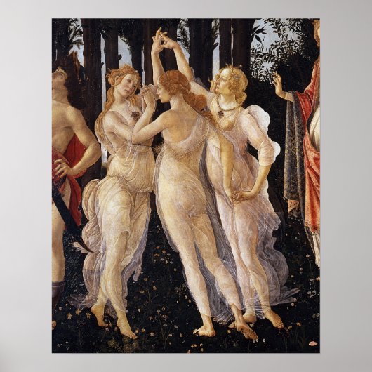 Primavera, Drie Graces, van Sandro Botticelli Poster (Voorkant)