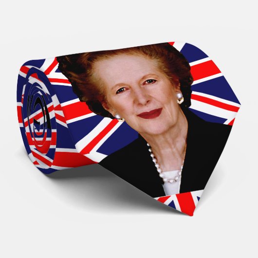 Prime Minister Margaret Thatcher & British Flag Stropdas (Opgerold)