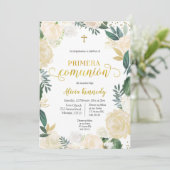 Primera Comunió florale blanche sur invitation In (Debout devant)