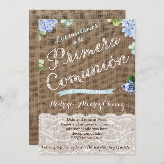 Primera Comunión, 1ère communion Invitations latin (Devant / Derrière)