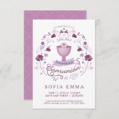 Primera Comunión Invitación - Spaans, meisje Kaart (Voorkant / Achterkant)